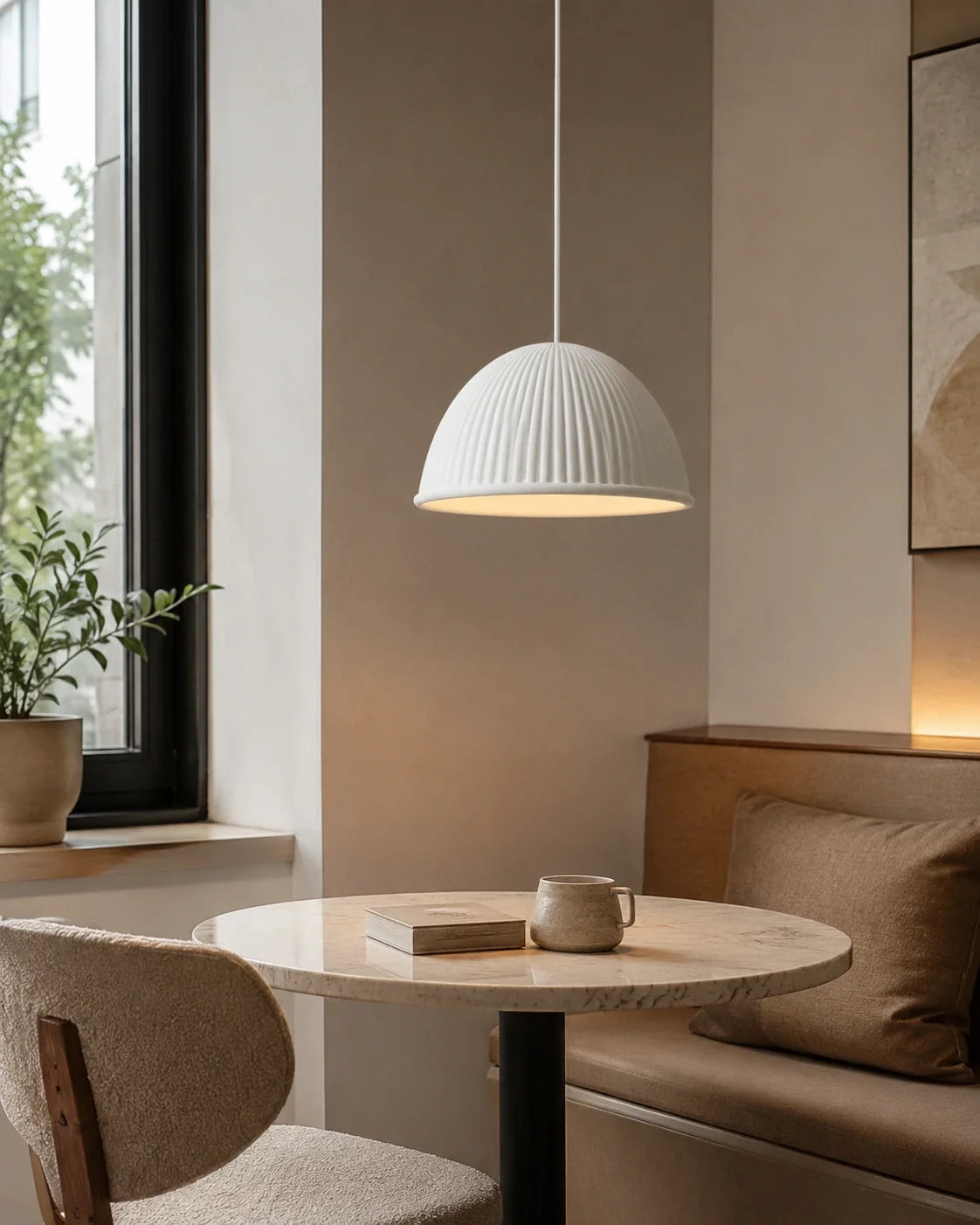 Modern Ribbed Dome Pendant Light