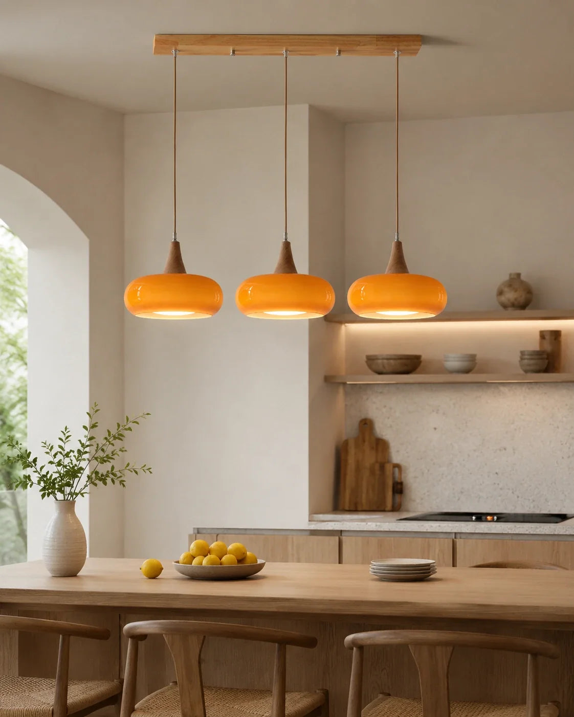 Nordic Glass and Wood Pendant Light