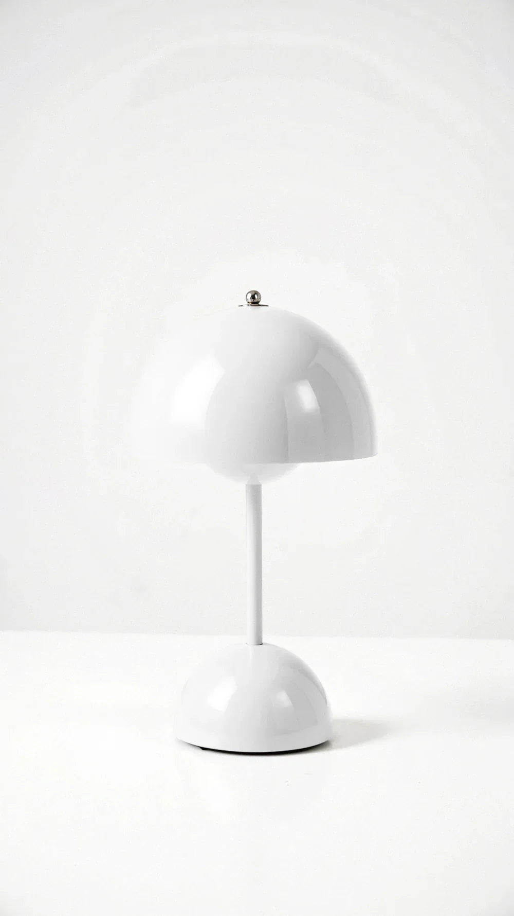 White cordless dome table lamp