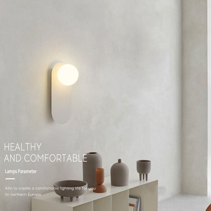 Frosted Globe Wall Light with Slim Oval Base