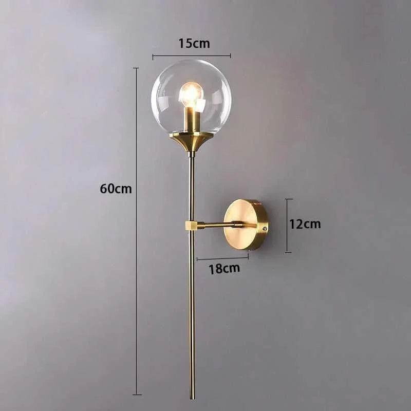 Globe wall light dimension diagram showing 60 cm height