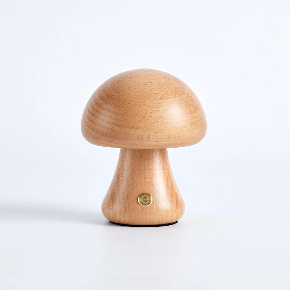 Rechargeable Wooden Mushroom Table Lamp