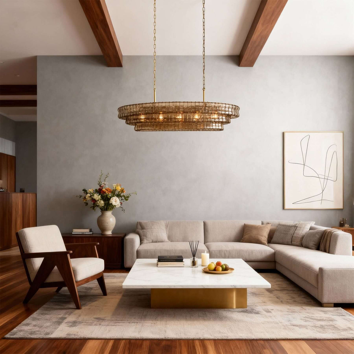 Tiered Textured Glass Chandelier