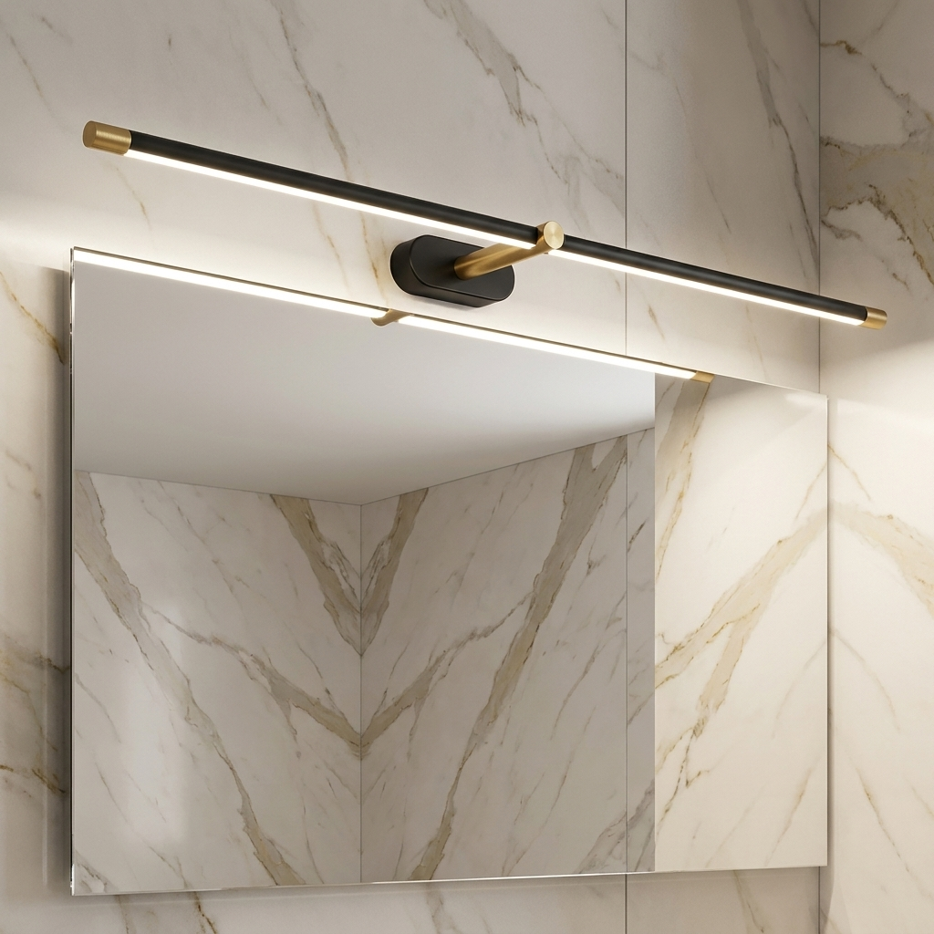 128 cm black LED bathroom mirror light bar with white light