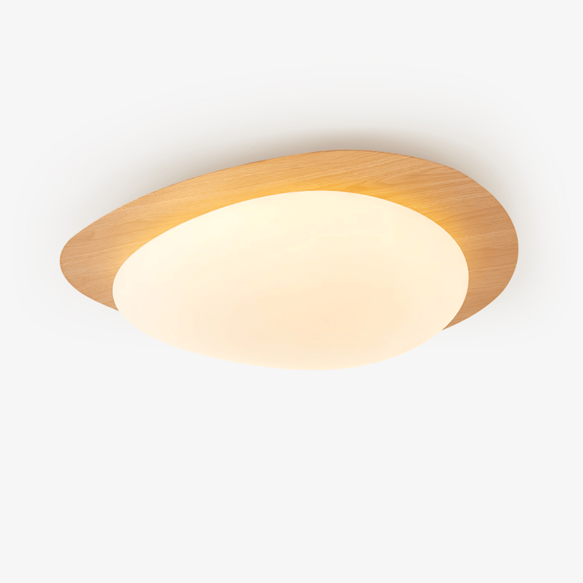 Pebble Flush Mount Ceiling Light with Walnut Rim