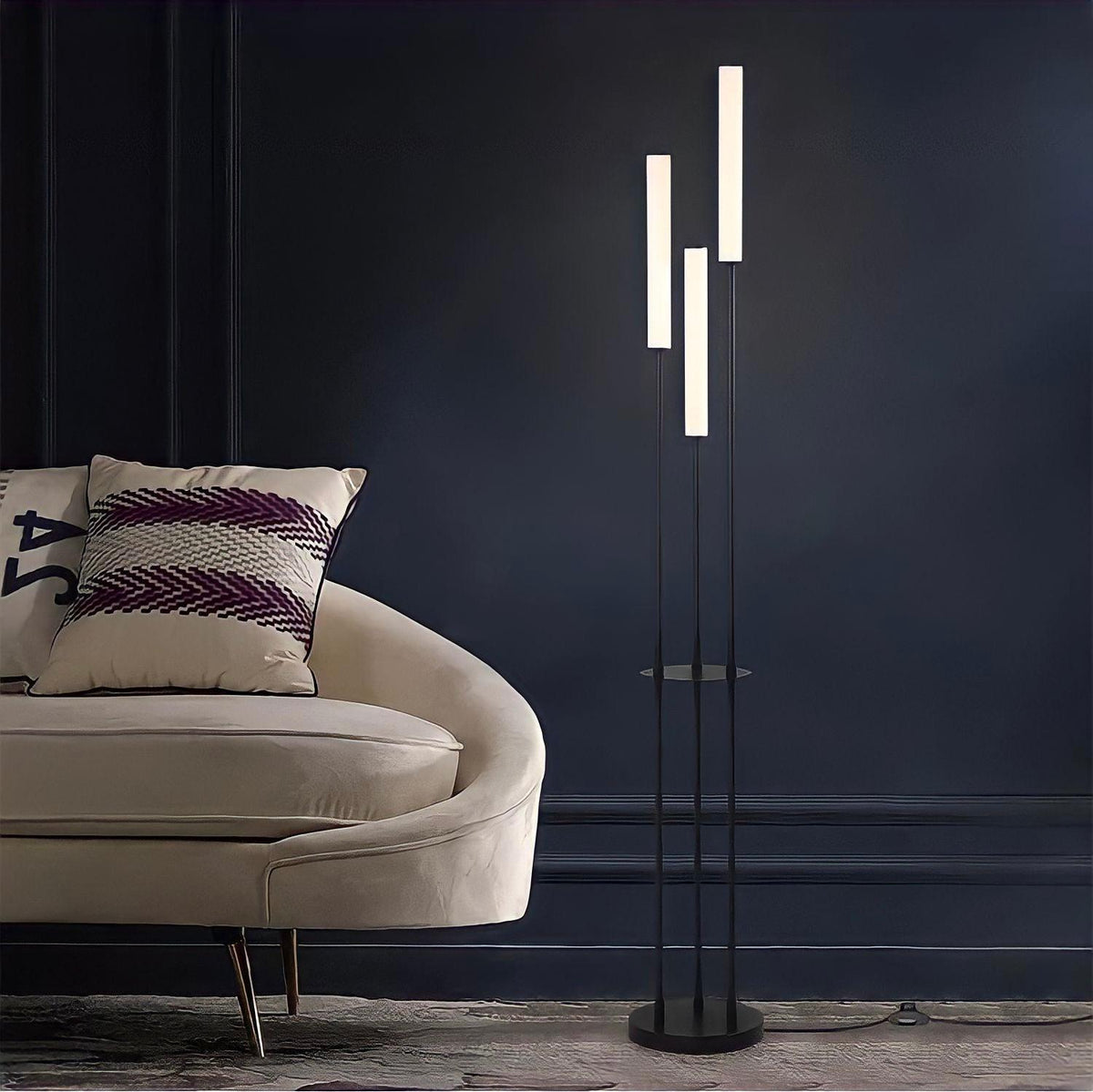 3-Light Floor Lamp with Tall Tube Shades