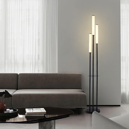3-Light Floor Lamp with Tall Tube Shades