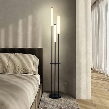 3-Light Floor Lamp with Tall Tube Shades