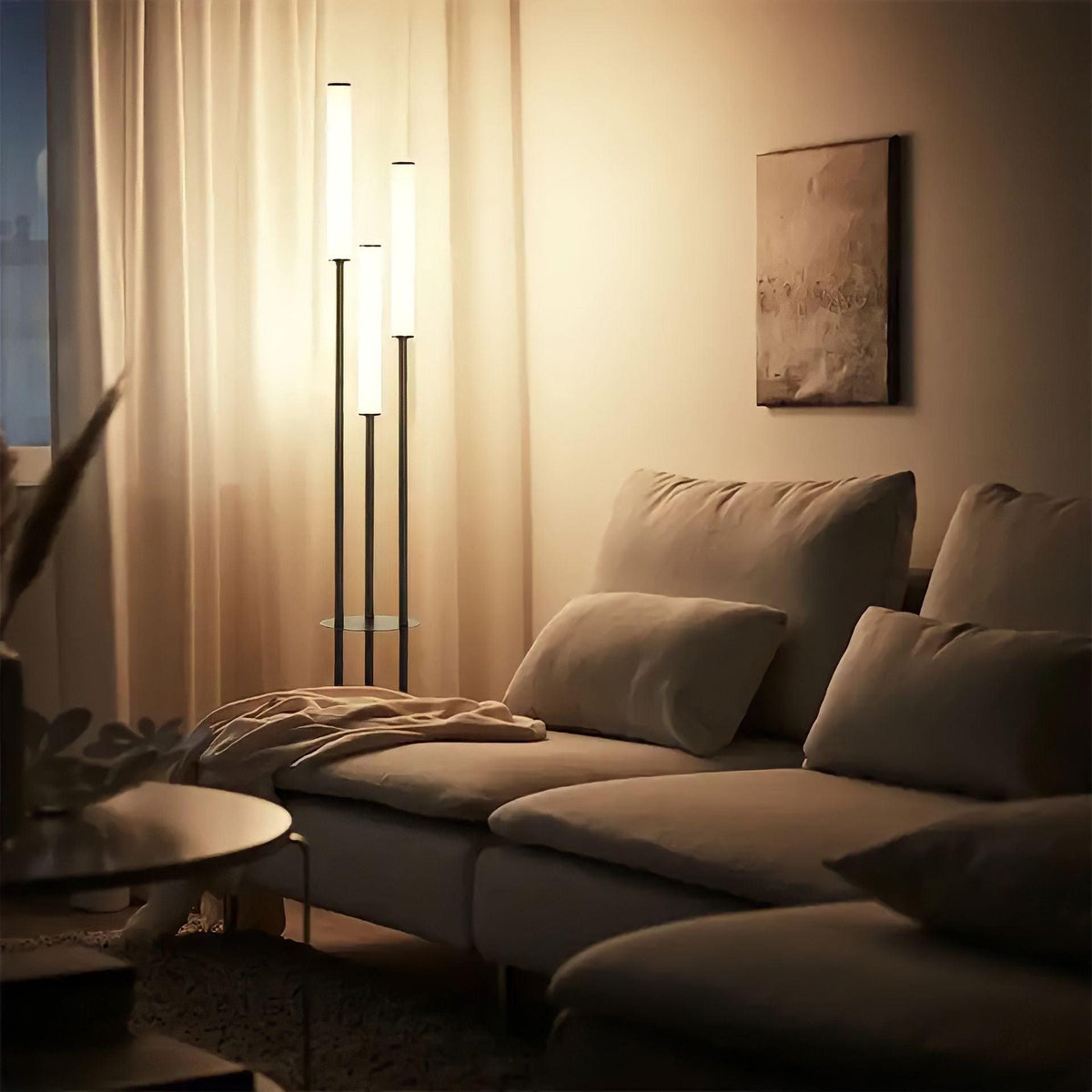 3-Light Floor Lamp with Tall Tube Shades