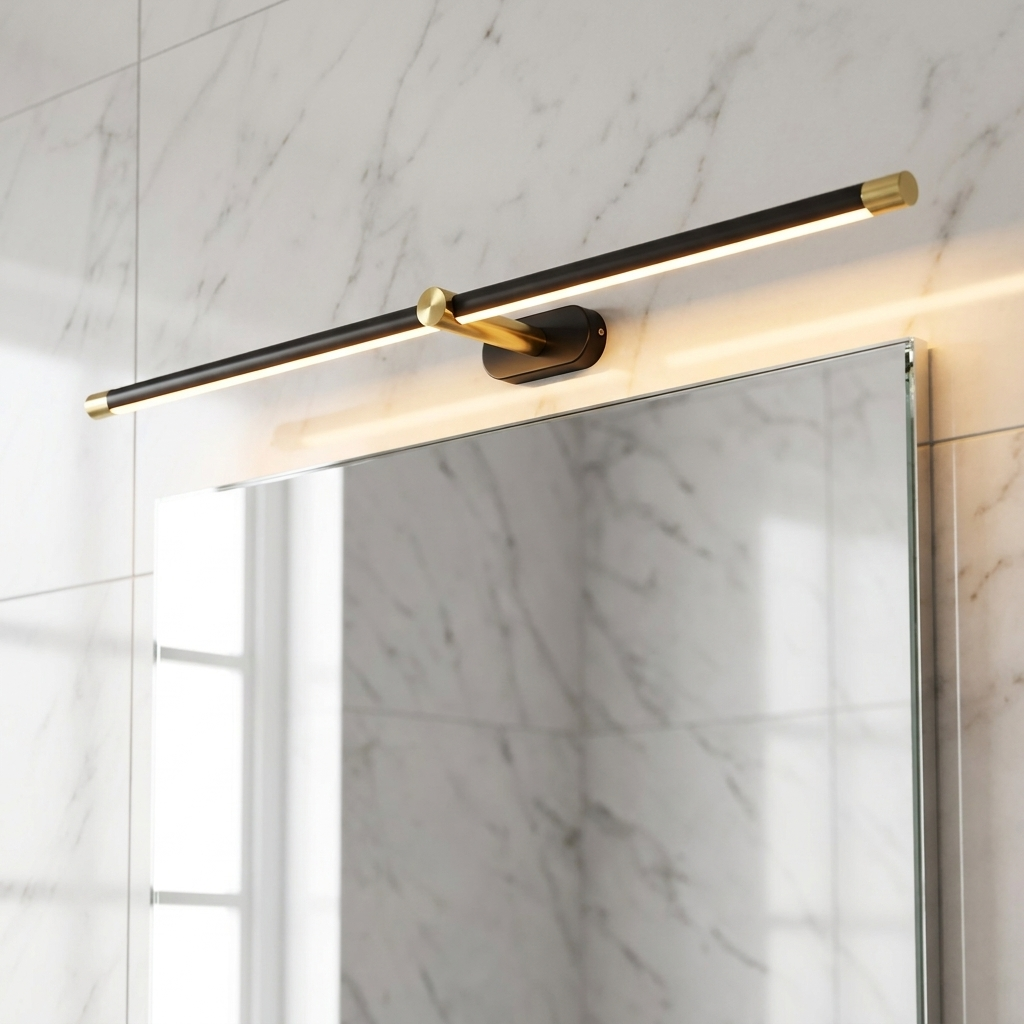 68 cm black LED bathroom mirror light bar with warm light