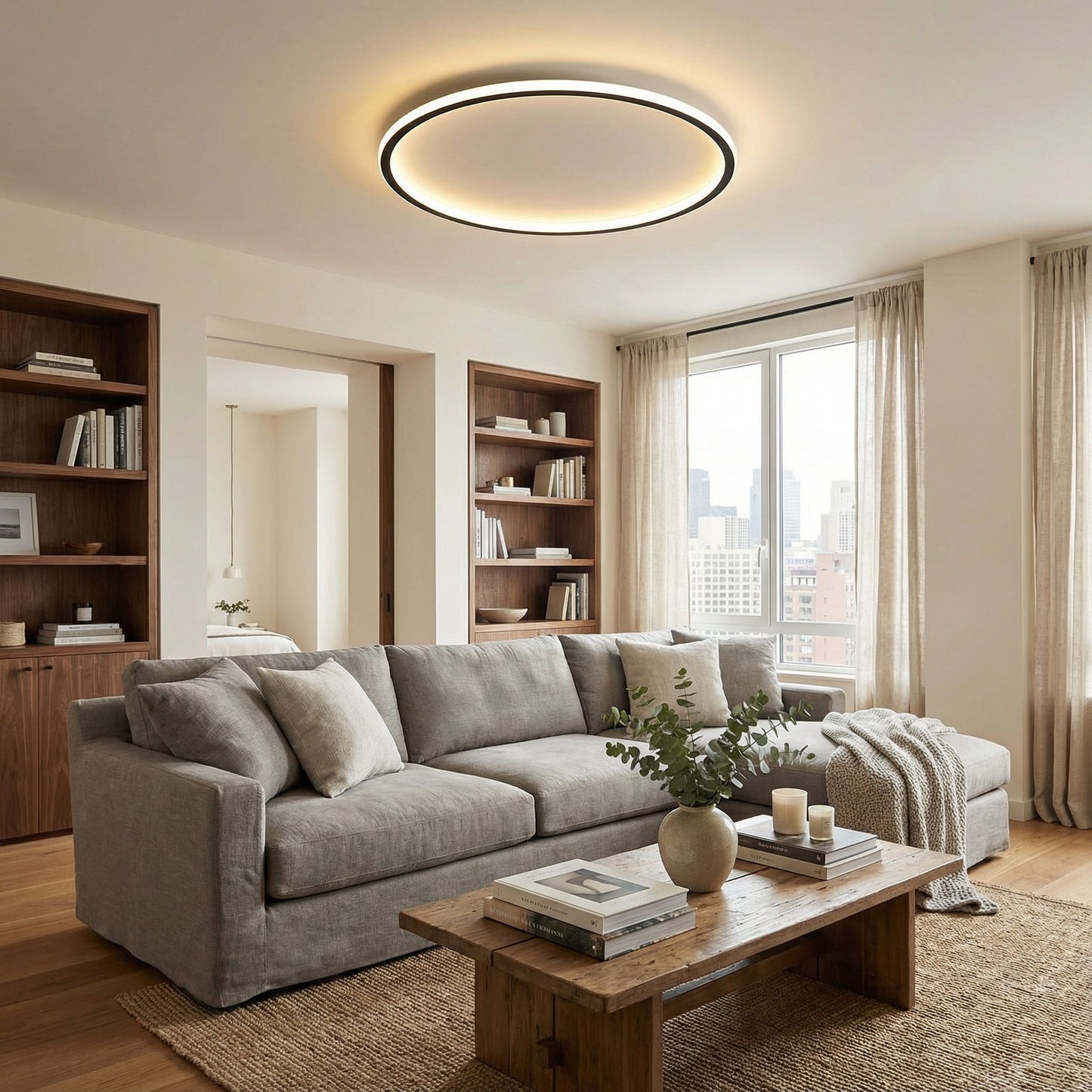 Round Scandi Aluminium LED Ceiling Light