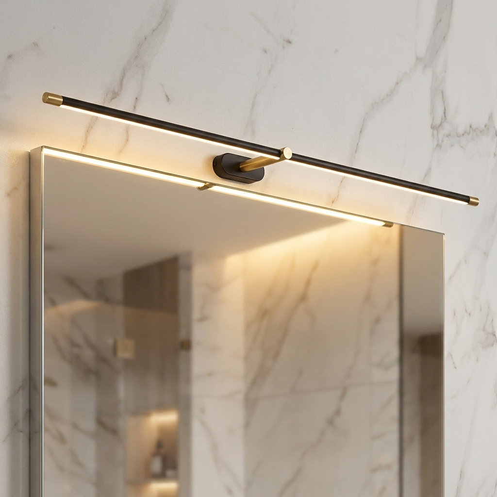 98 cm black LED bathroom mirror light bar with warm light