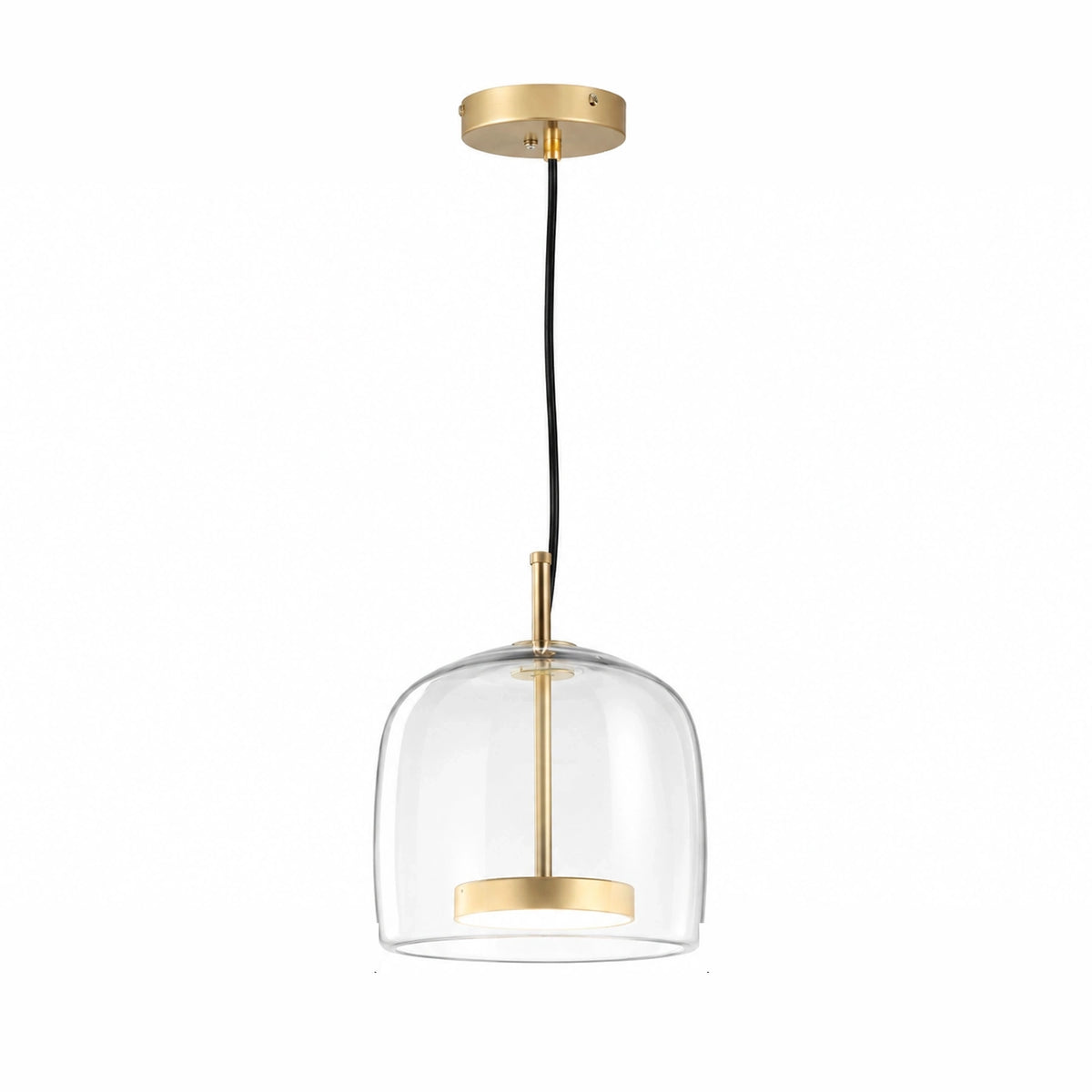 Clear glass dome pendant light, 15 cm diameter