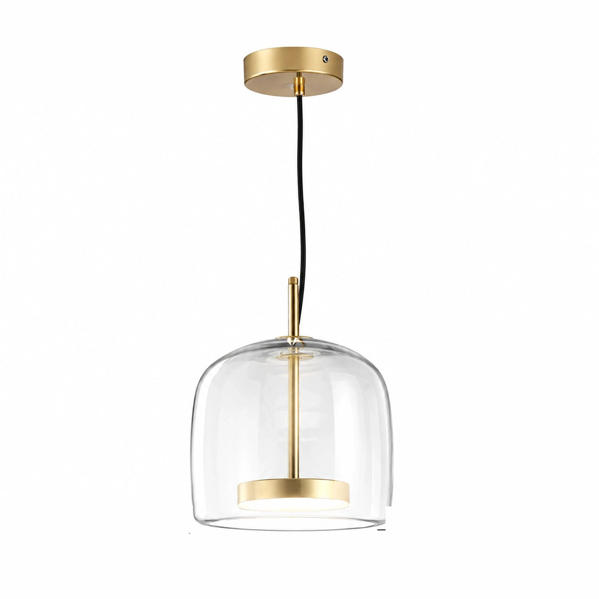 Clear glass dome pendant light, 25 cm diameter