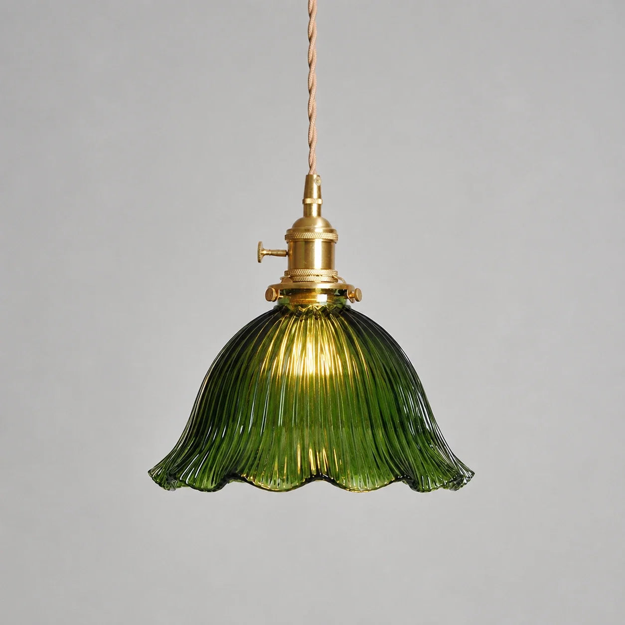 Vintage Ribbed Glass Pendant Light
