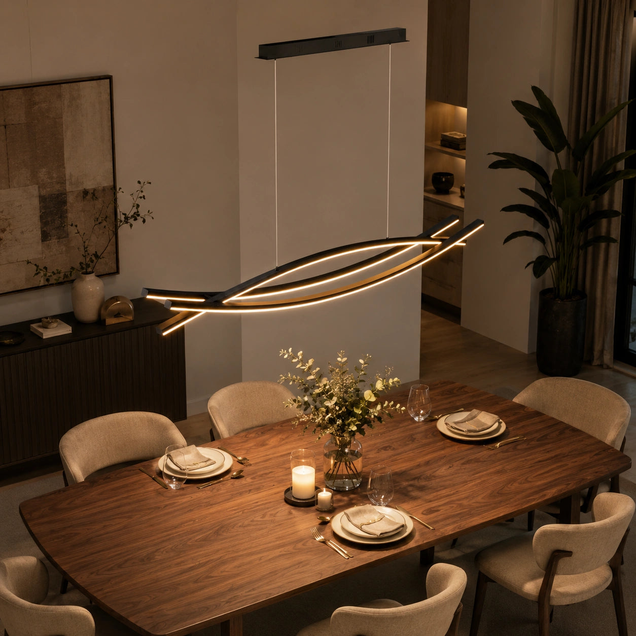 Modern LED Pendant Light, Adjustable Height