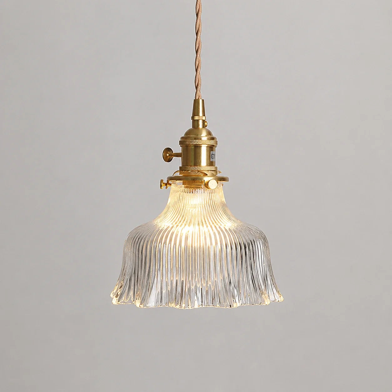 Vintage Ribbed Glass Pendant Light