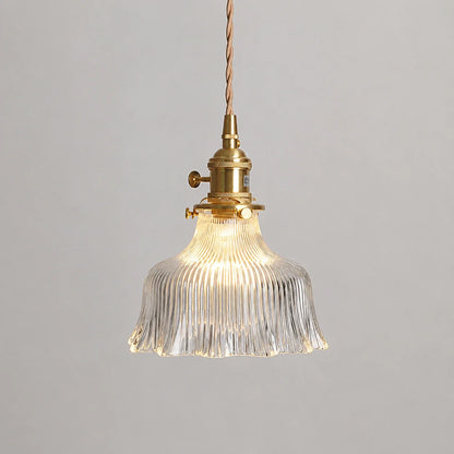 Vintage Ribbed Glass Pendant Light