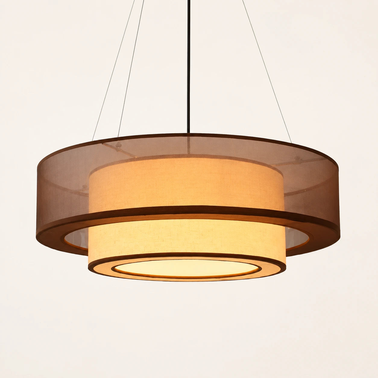Layered Fabric Drum Pendant Light