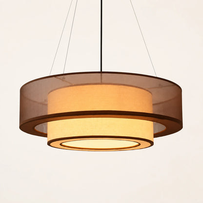 Layered Fabric Drum Pendant Light
