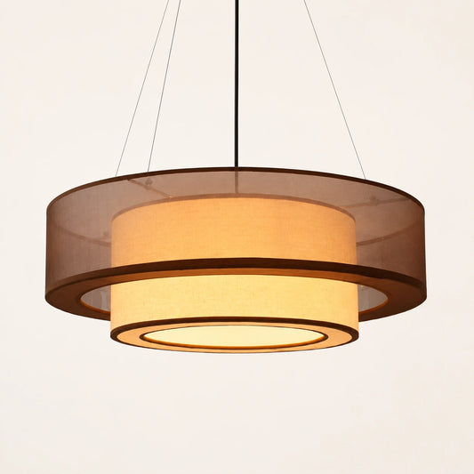 Layered Fabric Drum Pendant Light