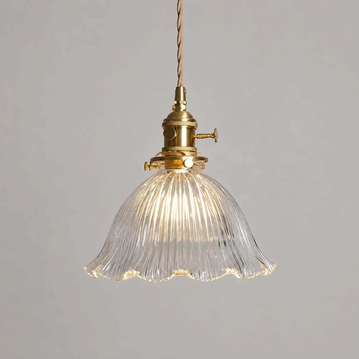 Vintage Ribbed Glass Pendant Light