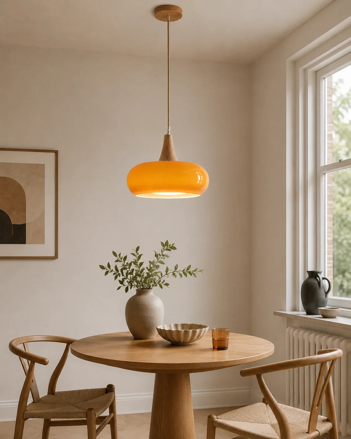 Nordic Glass and Wood Pendant Light