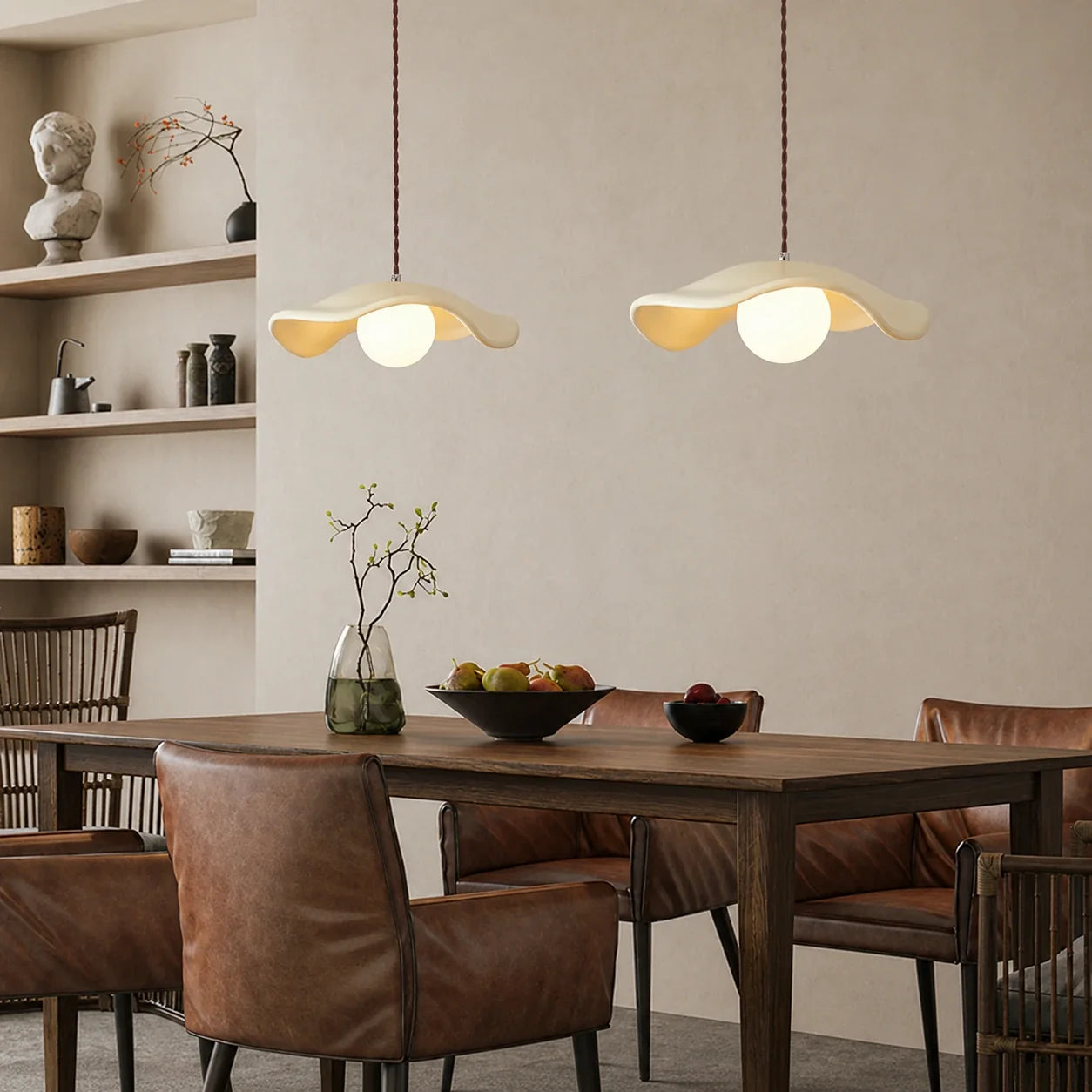 Organic Sculptural Pendant Light with 35cm Resin Shade