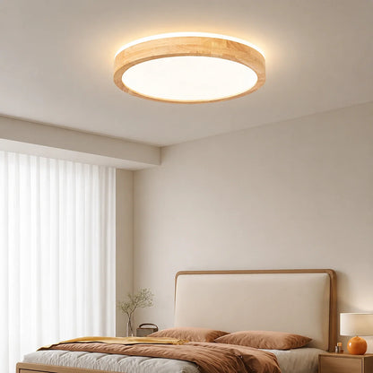 Modern Round Wood LED Ceiling Light
