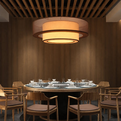 Layered Fabric Drum Pendant Light