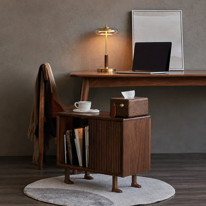 Walnut Wood and Glass LED Table Lamp