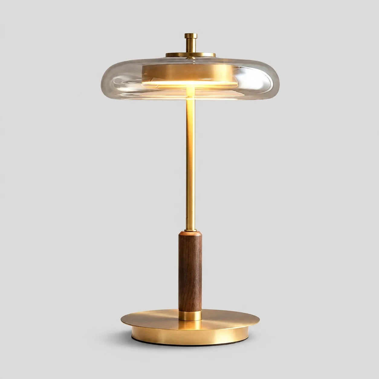 Walnut Wood and Glass LED Table Lamp