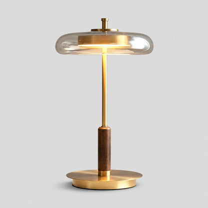 Walnut Wood and Glass LED Table Lamp