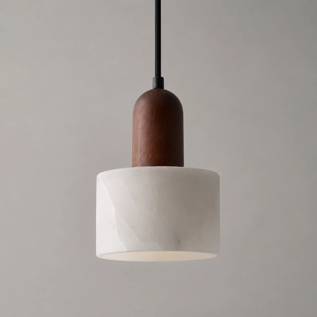 Marble Pendant Light with Wood Detail