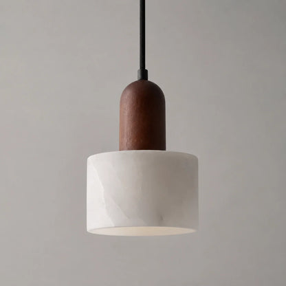 Marble Pendant Light with Wood Detail