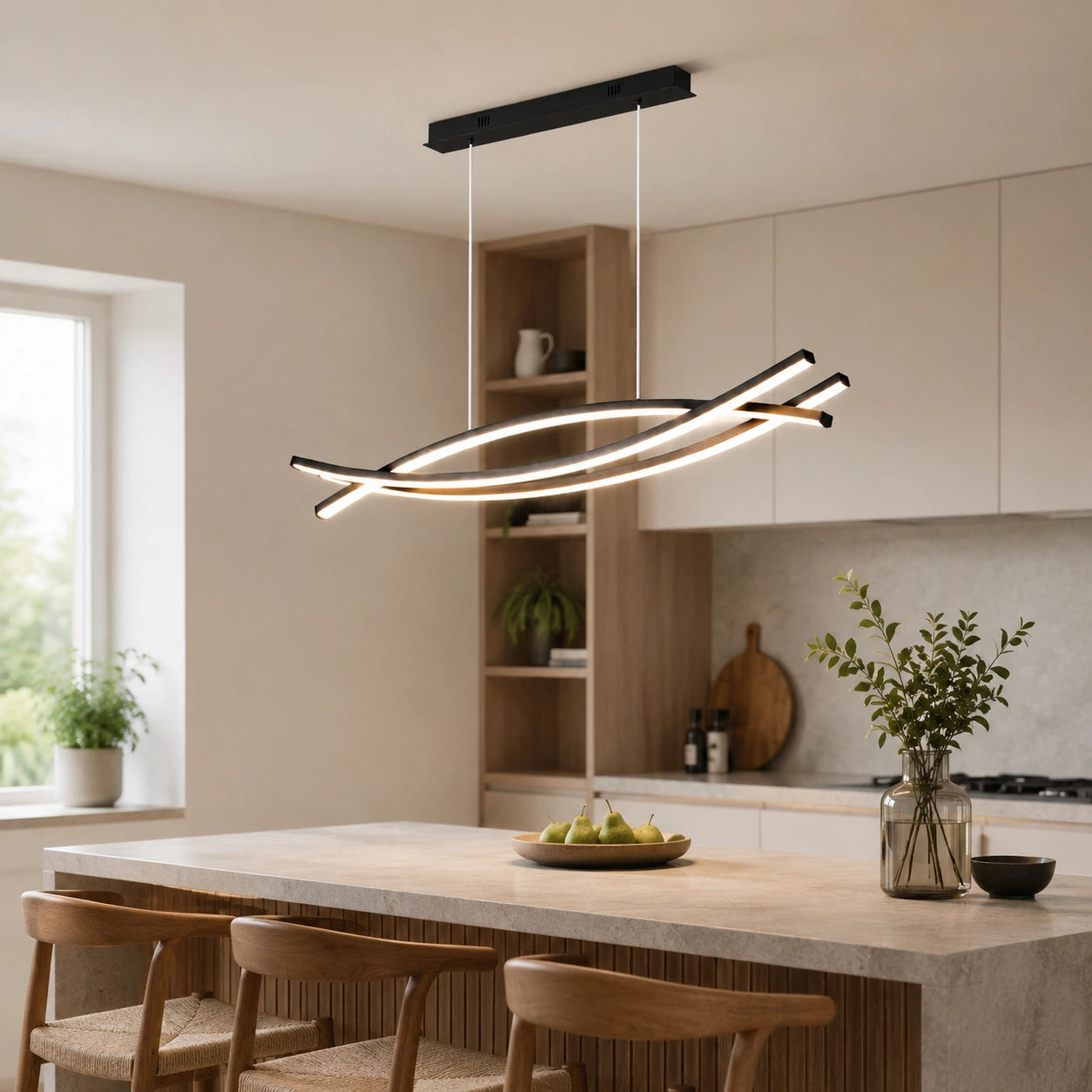 Modern LED Pendant Light, Adjustable Height