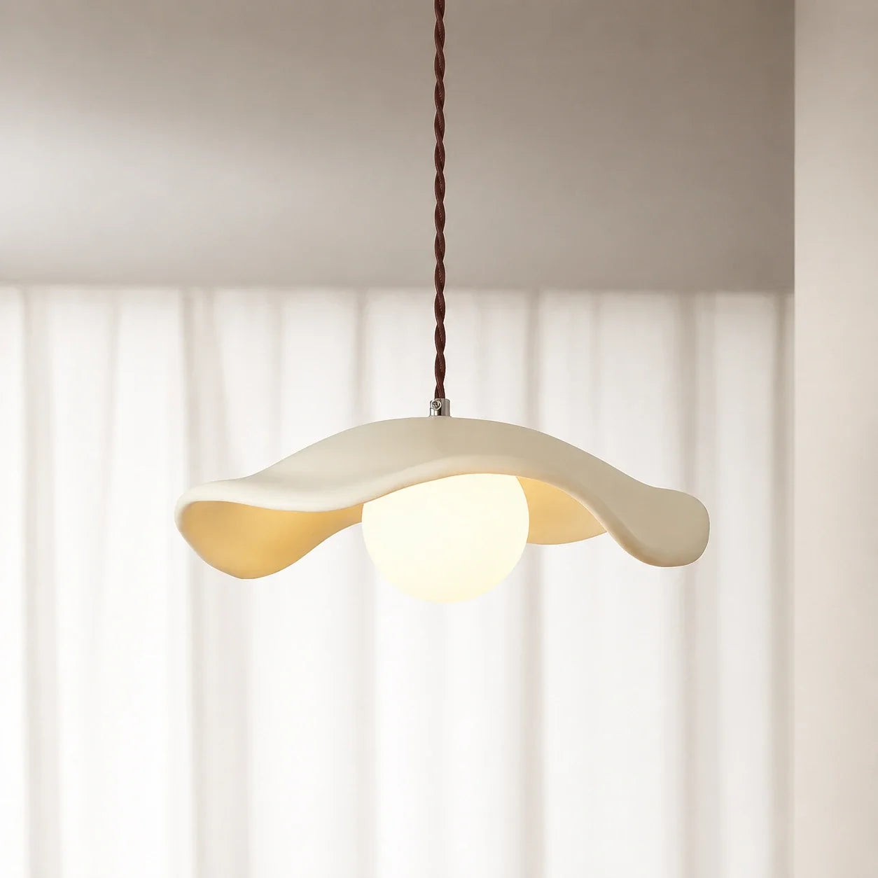 Organic Sculptural Pendant Light with 35cm Resin Shade