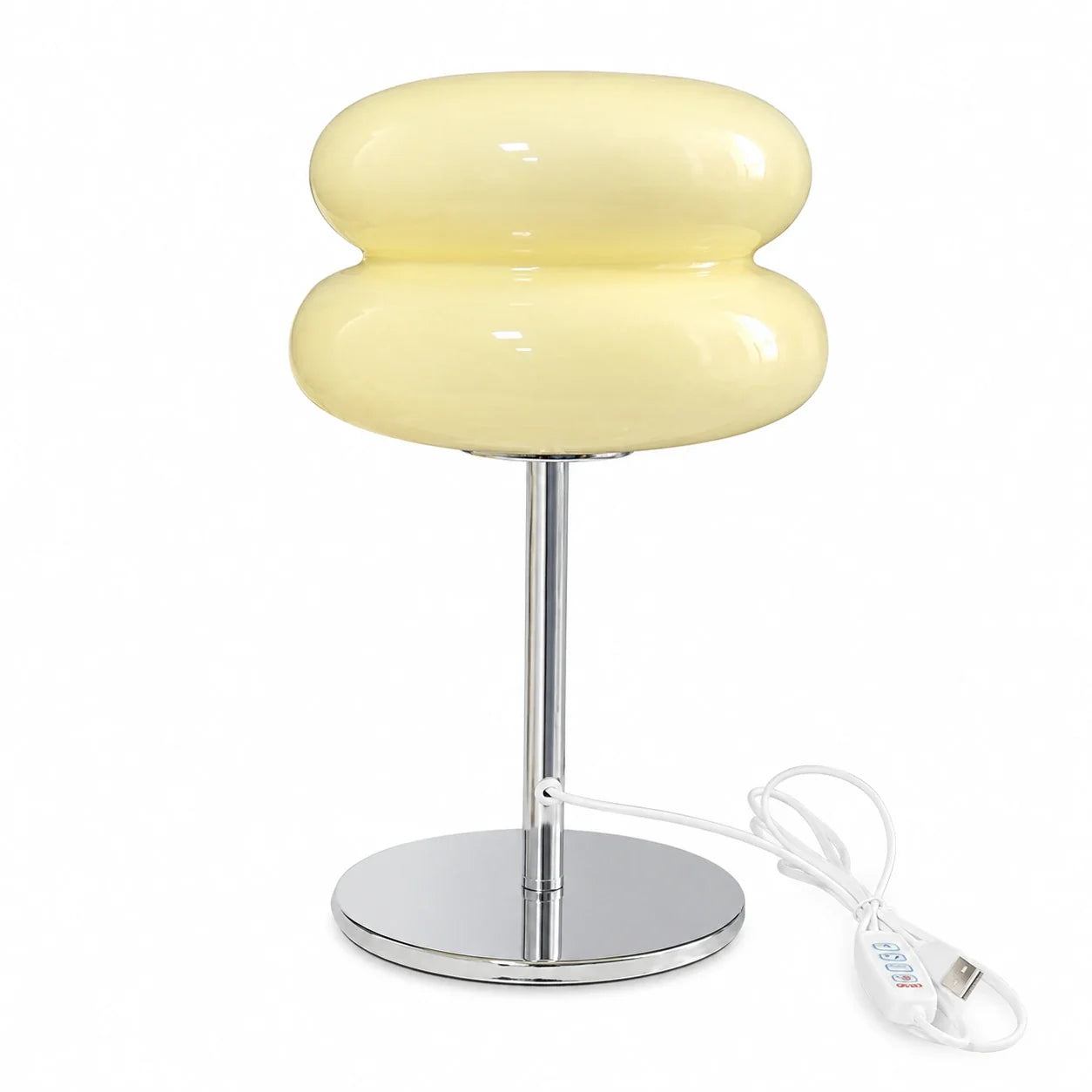 Retro Double-Dome Glass Table Lamp with Stepless Dimming