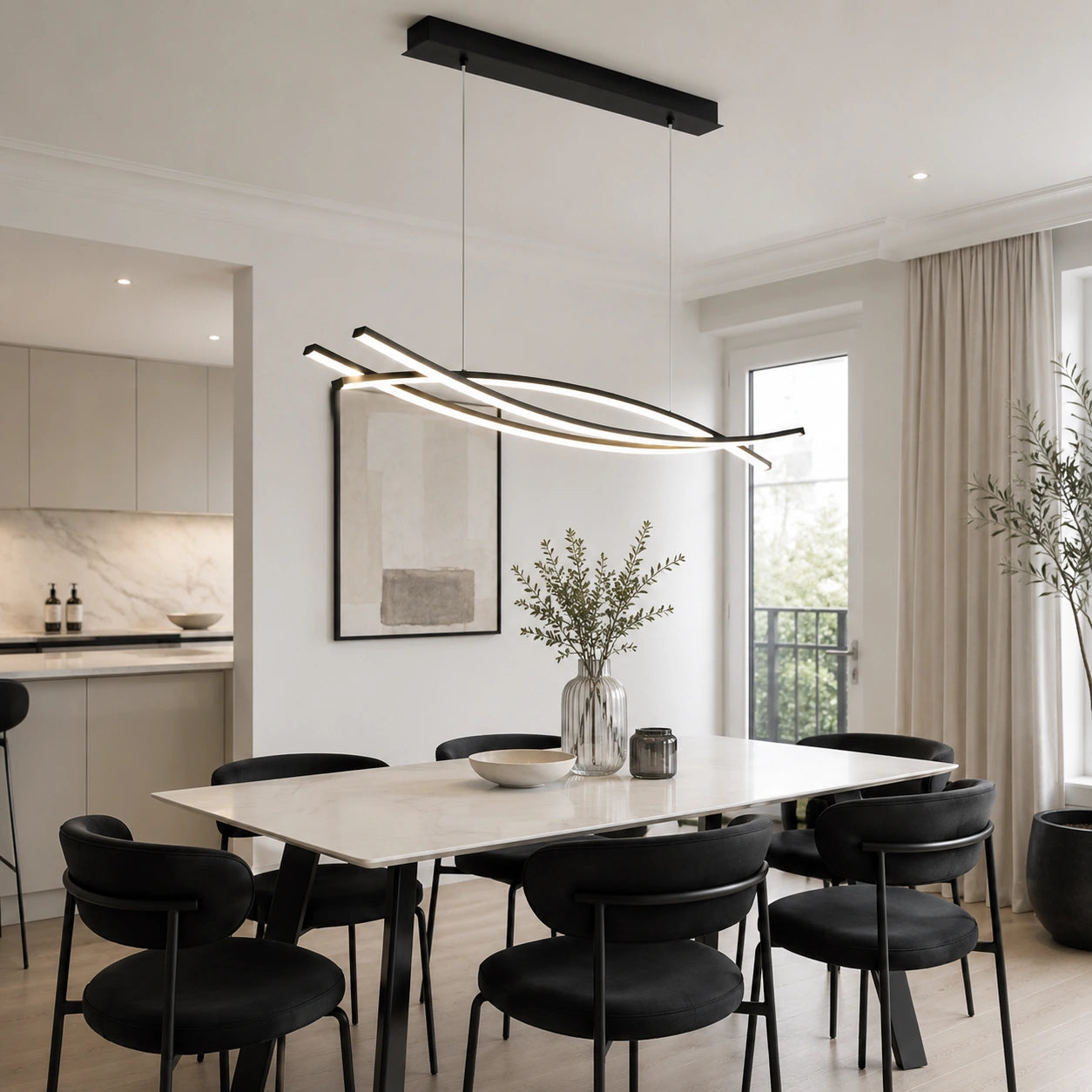 Modern LED Pendant Light, Adjustable Height