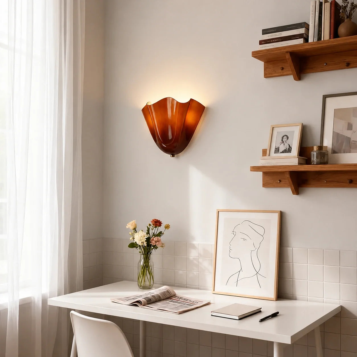 Sculptural Folded Glass Wall Sconce
