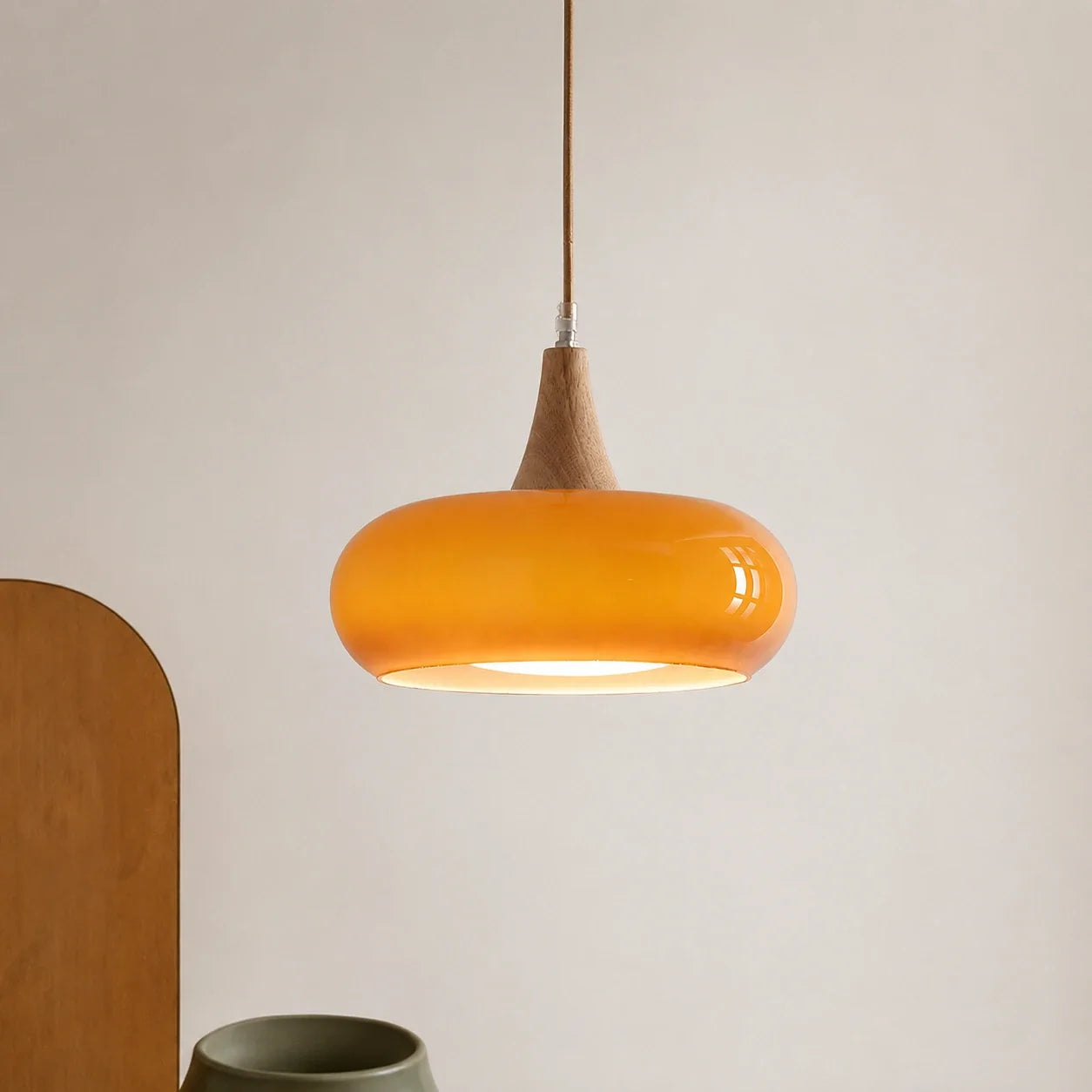 Nordic Glass and Wood Pendant Light