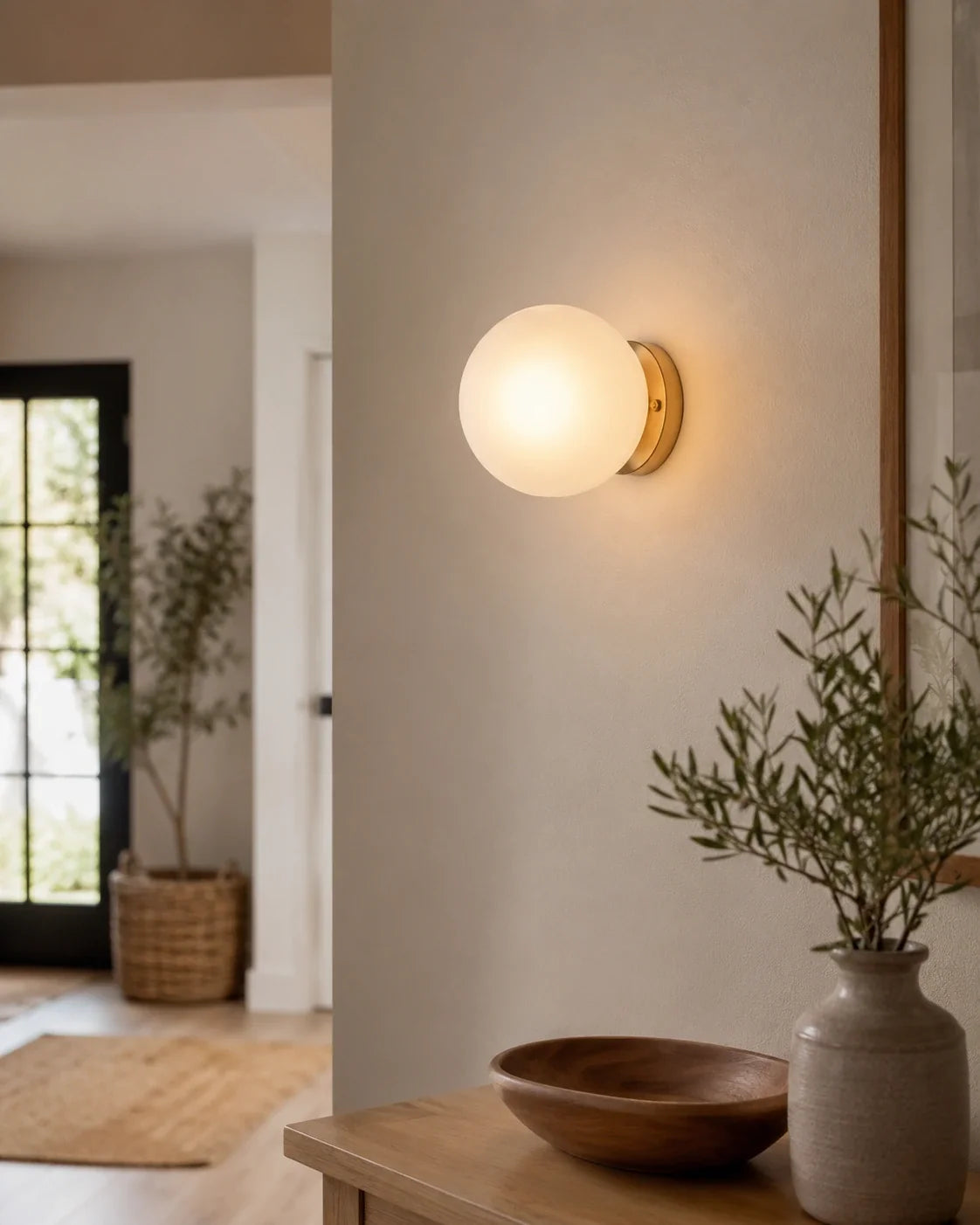 Sculptural Rippled Glass LED Wall Light