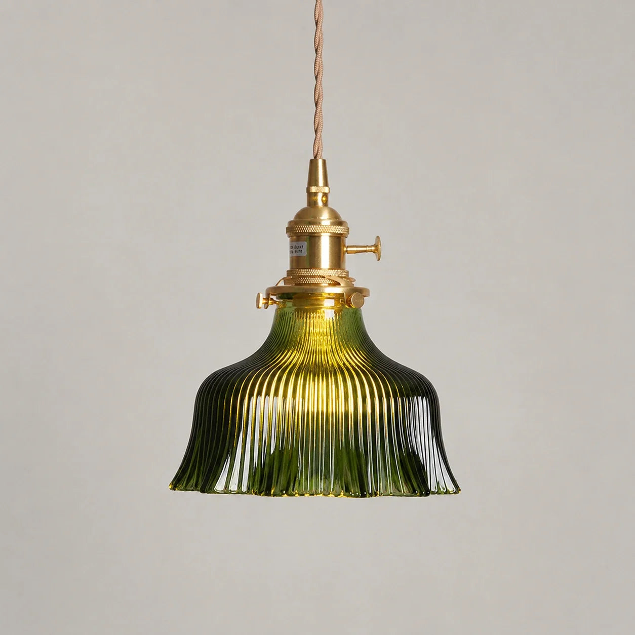 Vintage Ribbed Glass Pendant Light