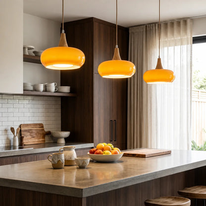 Nordic Glass and Wood Pendant Light