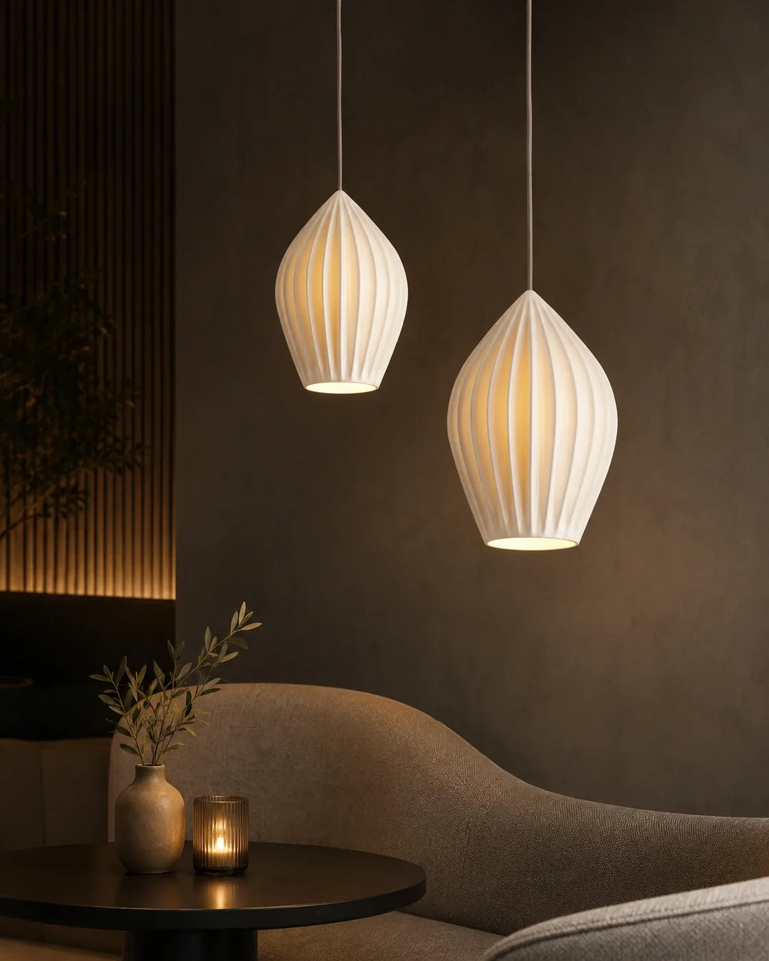 Ribbed Ceramic Pendant Light