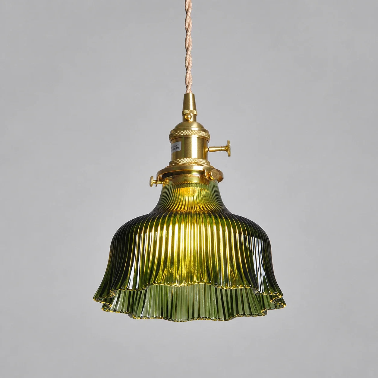Vintage Ribbed Glass Pendant Light