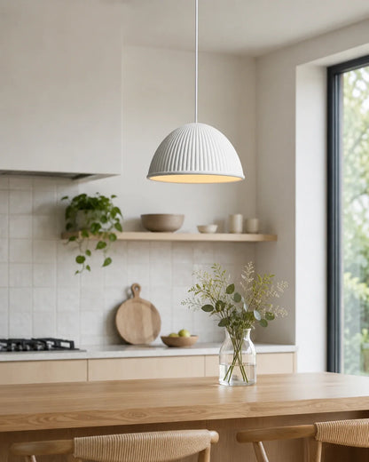 Modern Ribbed Dome Pendant Light
