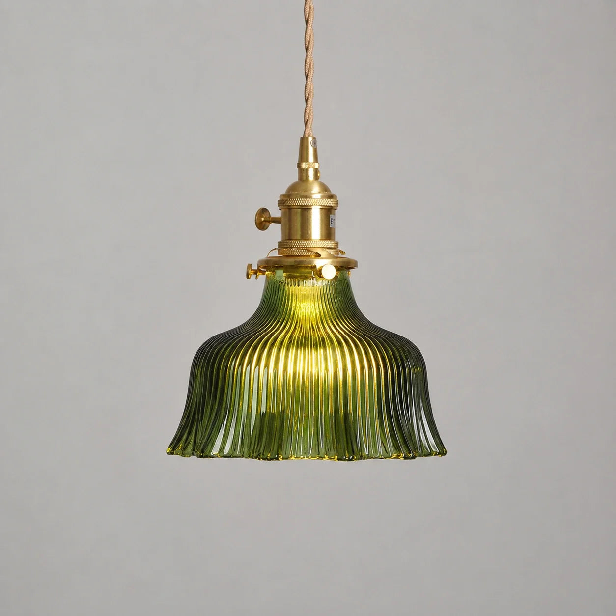 Vintage Ribbed Glass Pendant Light