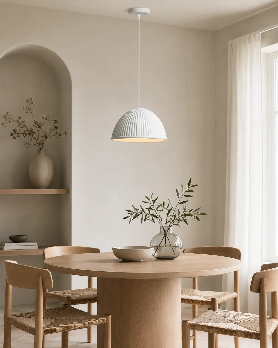 Modern Ribbed Dome Pendant Light
