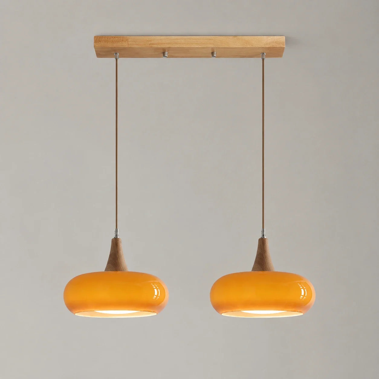 Nordic Glass and Wood Pendant Light
